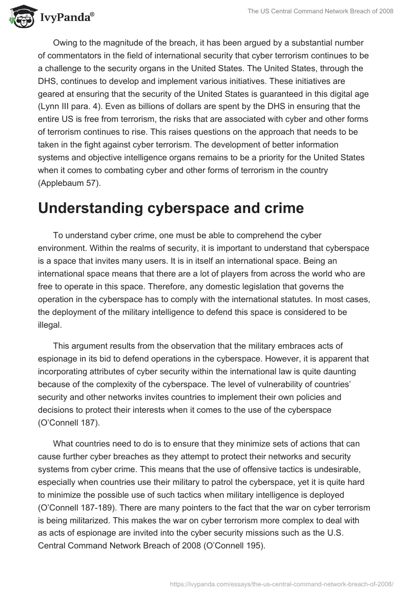 The US Central Command Network Breach of 2008. Page 3