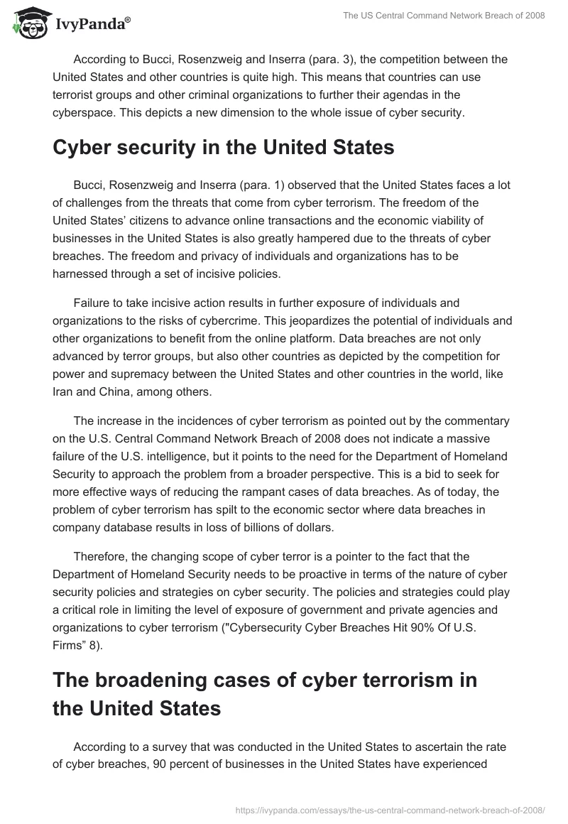 The US Central Command Network Breach of 2008. Page 4