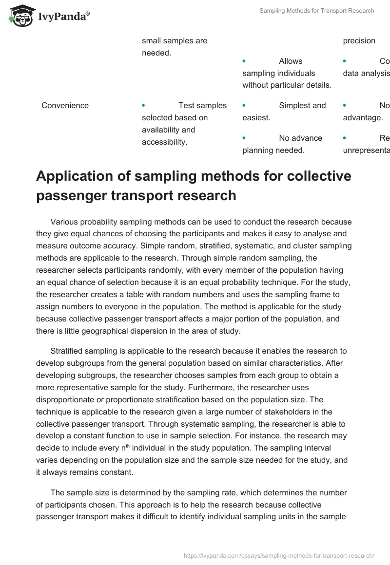 Sampling Methods for Transport Research. Page 2