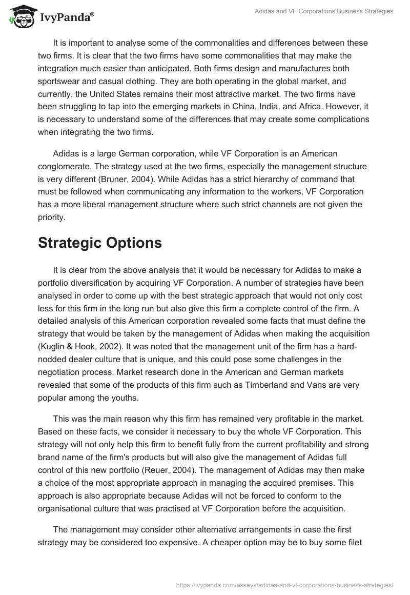Adidas and VF Corporations Business Strategies. Page 2