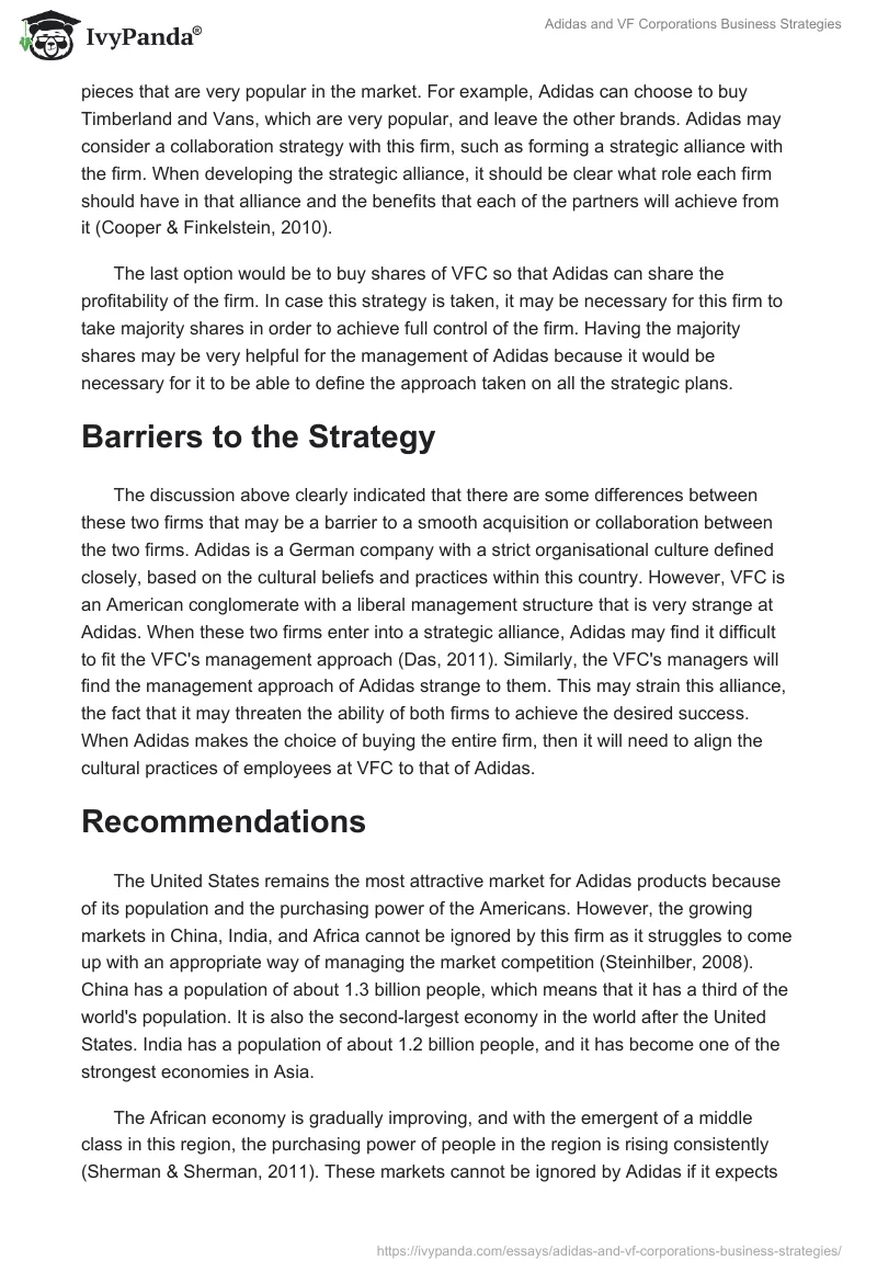 Adidas and VF Corporations Business Strategies. Page 3