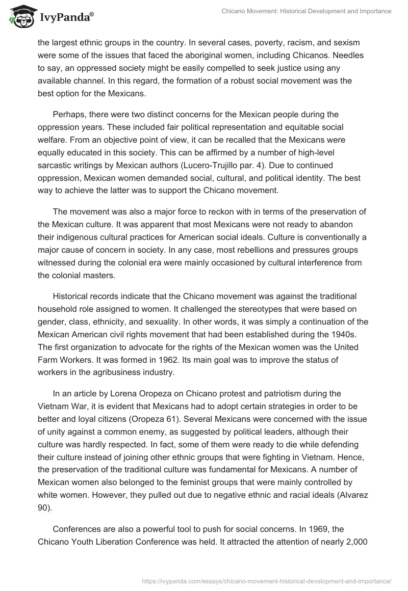 Chicano Movement: Historical Development and Importance. Page 2