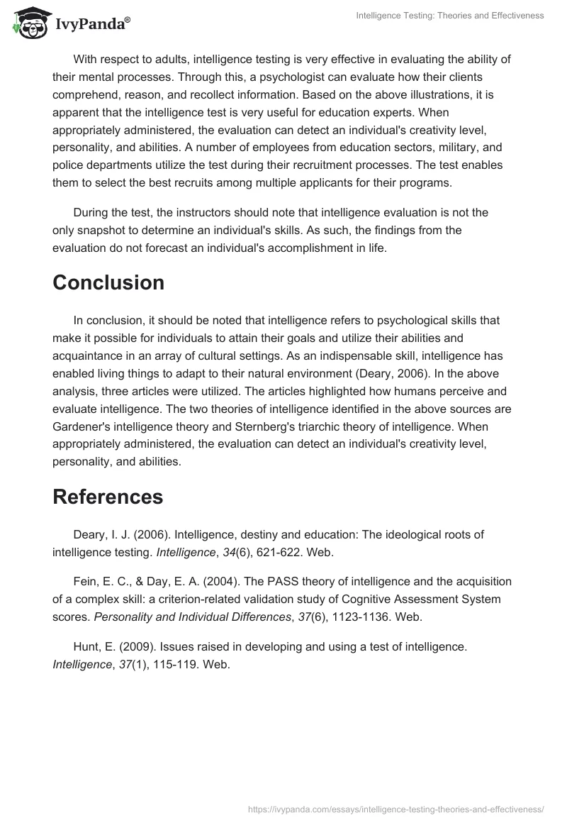 Intelligence Testing: Theories and Effectiveness. Page 3