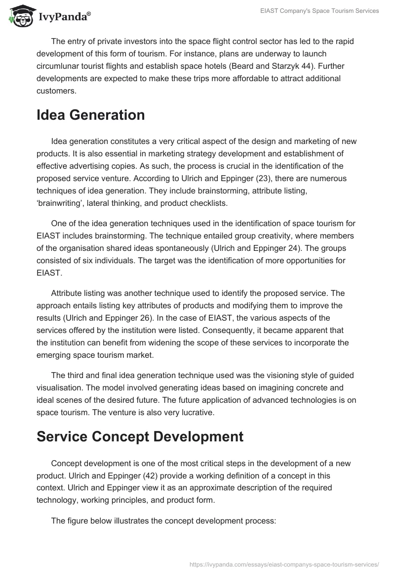 EIAST Company's Space Tourism Services. Page 4