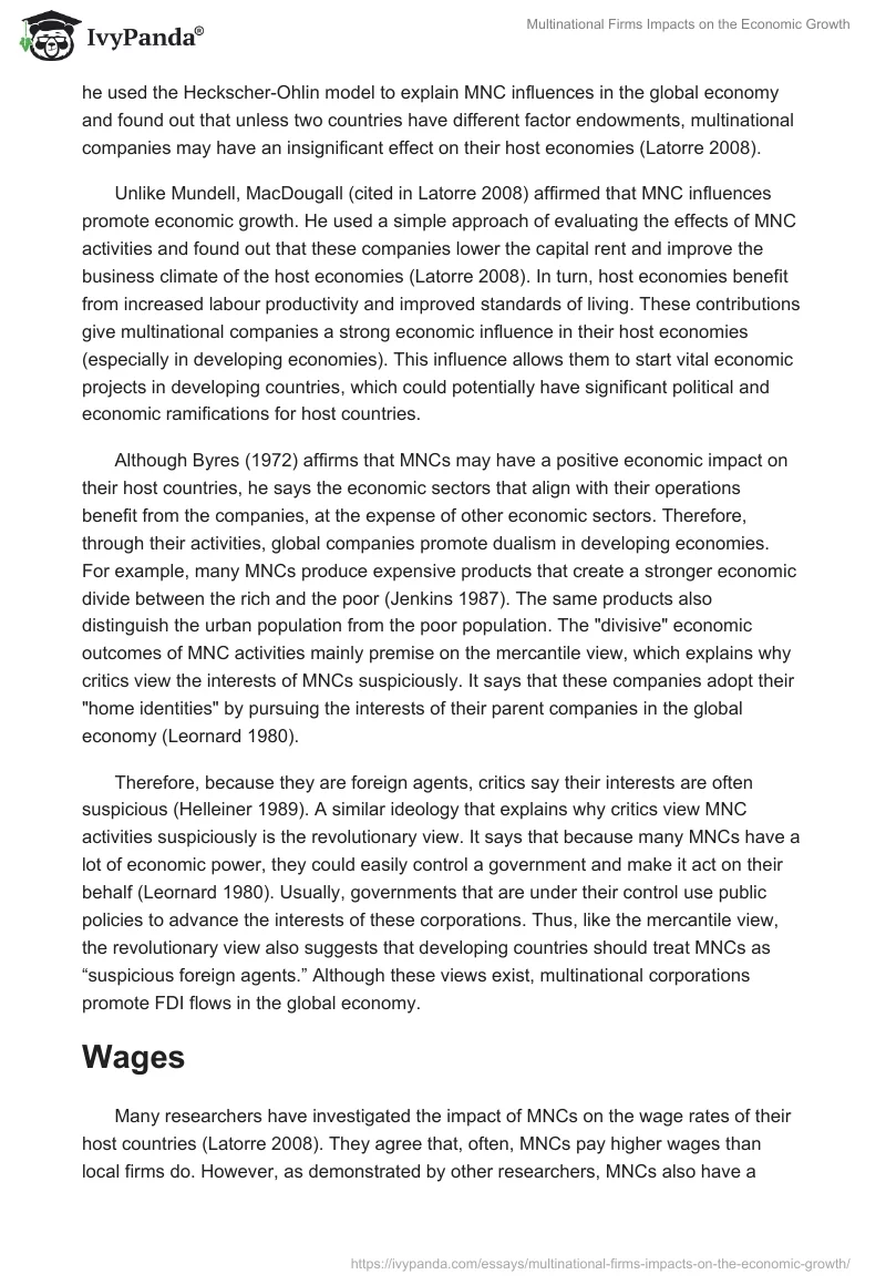 Multinational Firms Impacts on the Economic Growth. Page 2
