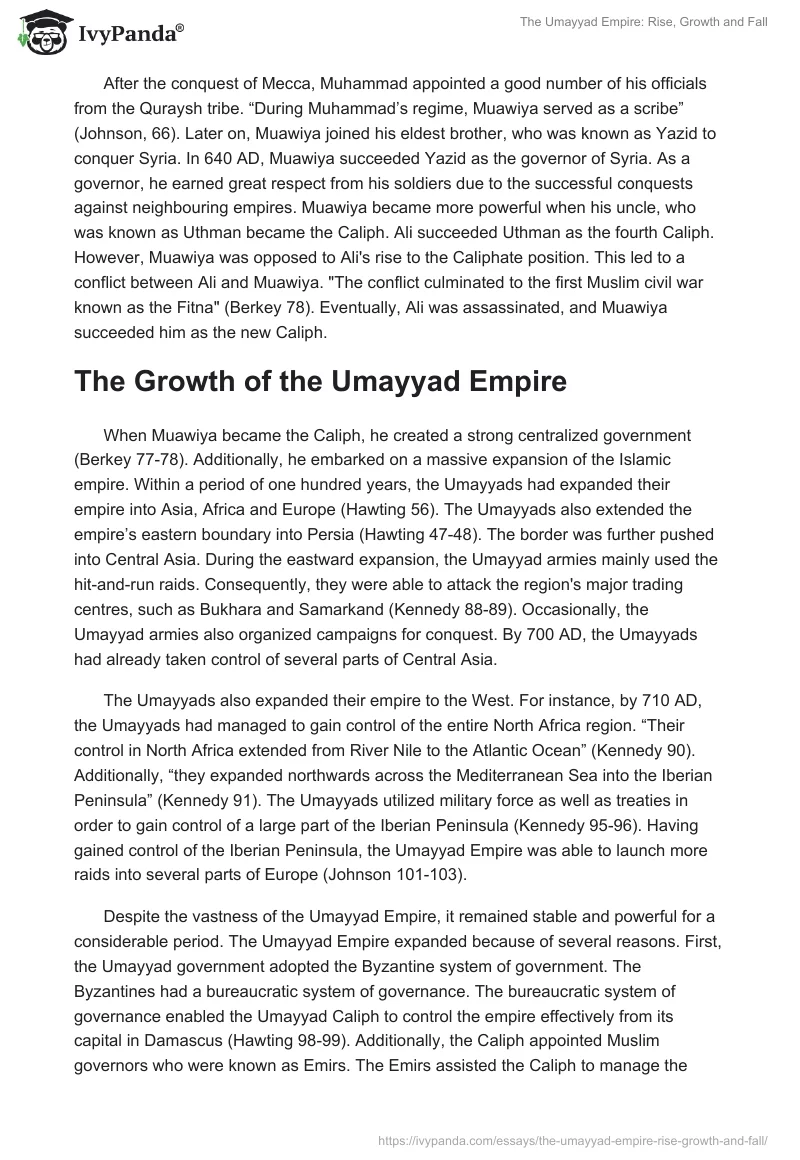 The Umayyad Empire: Rise, Growth and Fall. Page 2