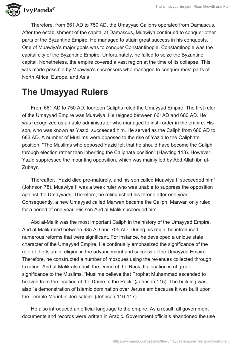The Umayyad Empire: Rise, Growth and Fall. Page 4