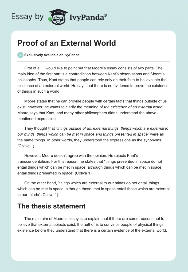 Proof of an External World. Page 1