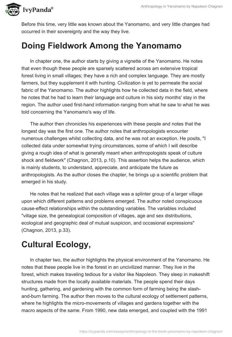 Anthropology in "Yanomamo" by Napoleon Chagnon. Page 2