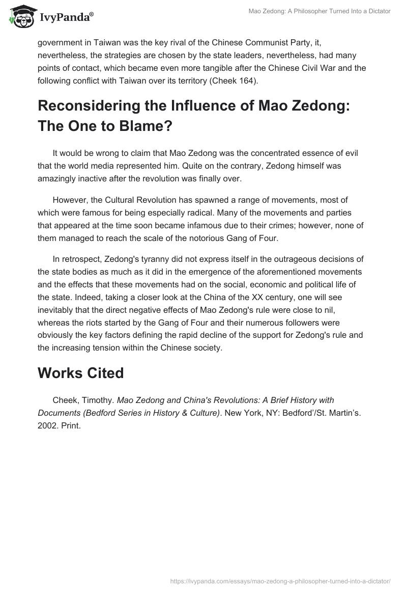 Mao Zedong: A Philosopher Turned Into a Dictator. Page 3
