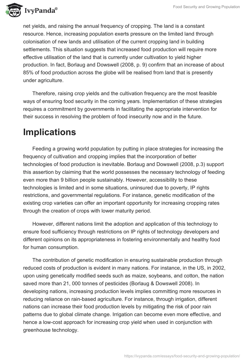 Food Security and Growing Population. Page 3