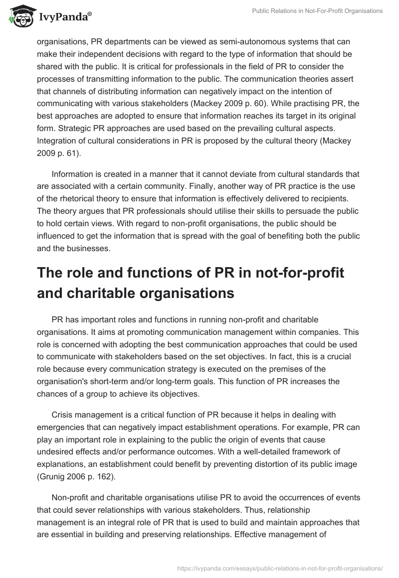 Public Relations in Not-For-Profit Organisations. Page 2