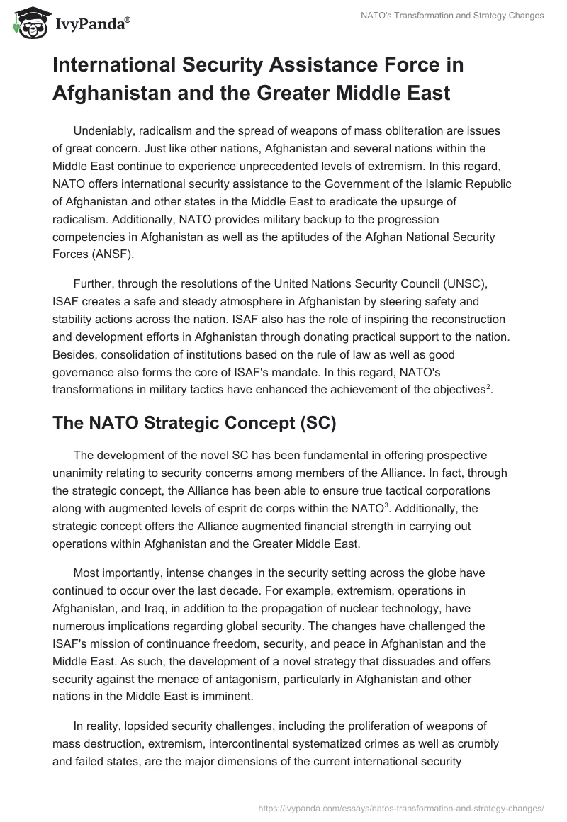 NATO's Transformation and Strategy Changes. Page 2