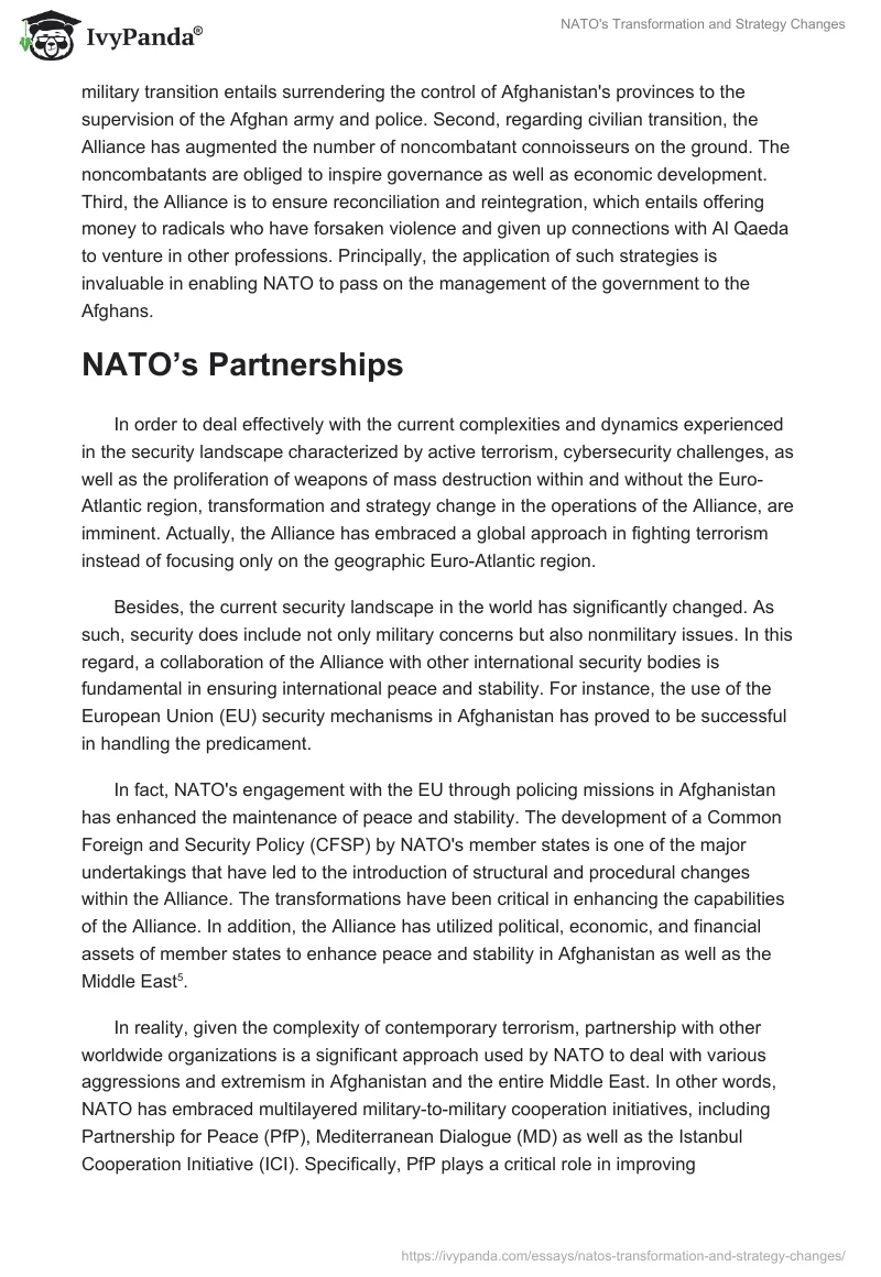 NATO's Transformation and Strategy Changes. Page 4