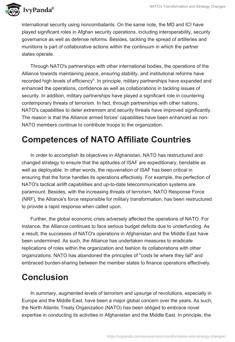 NATO's Transformation and Strategy Changes. Page 5