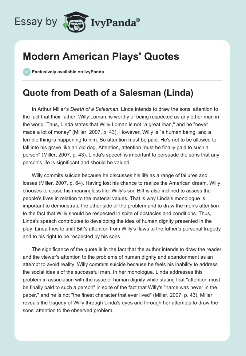 Modern American Plays' Quotes. Page 1