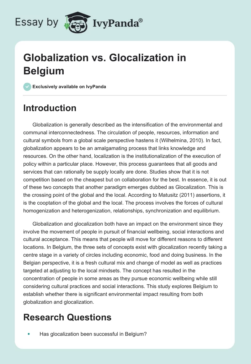 Globalization vs. Glocalization in Belgium. Page 1