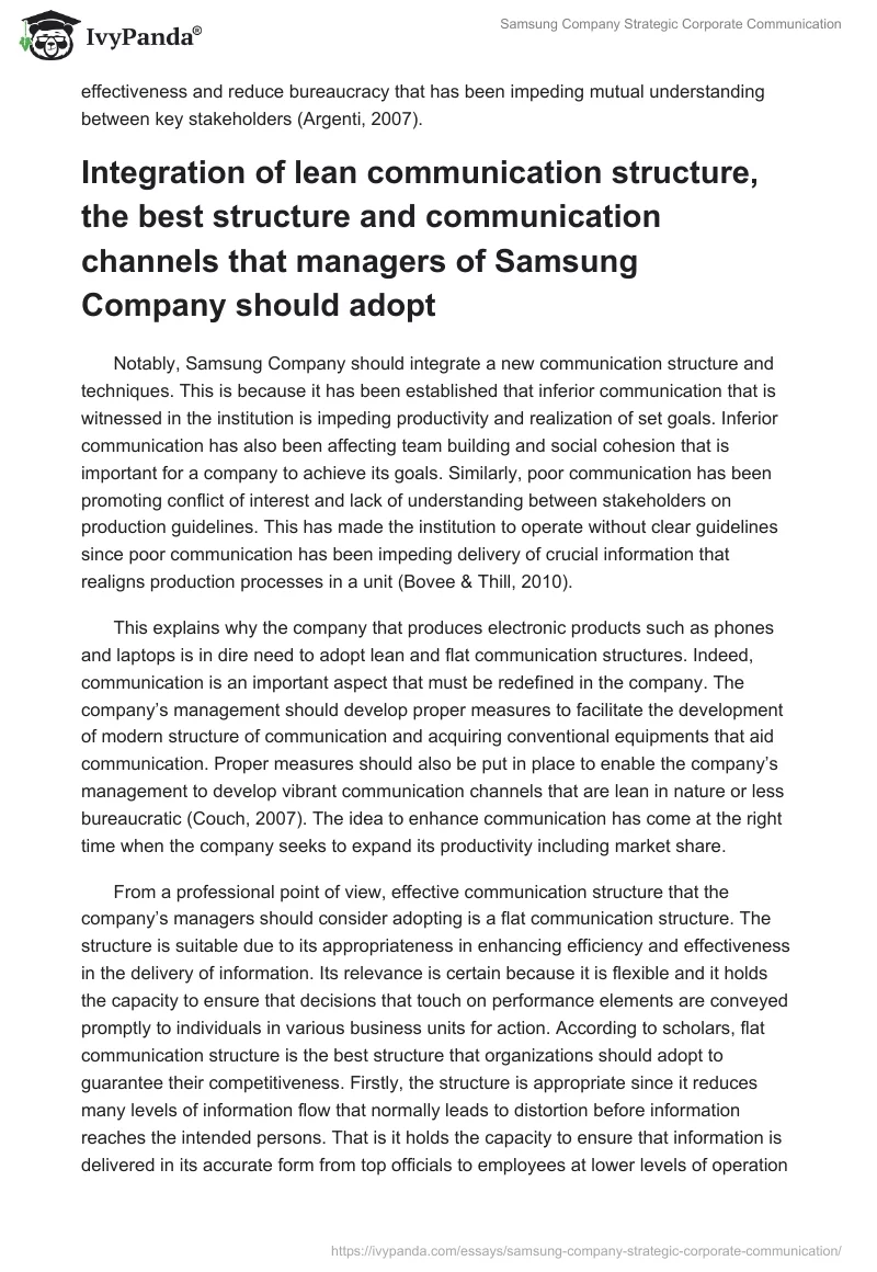 Samsung Company Strategic Corporate Communication. Page 2