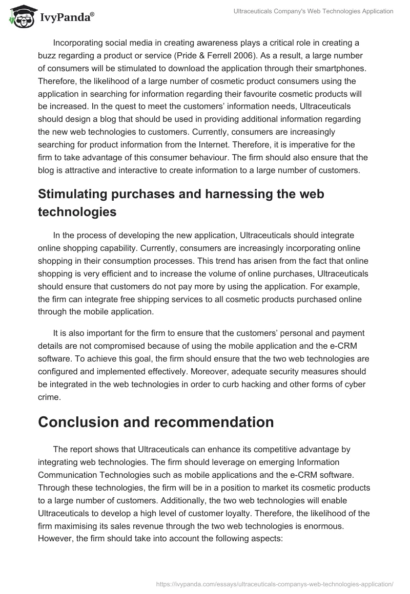 Ultraceuticals Company's Web Technologies Application. Page 5