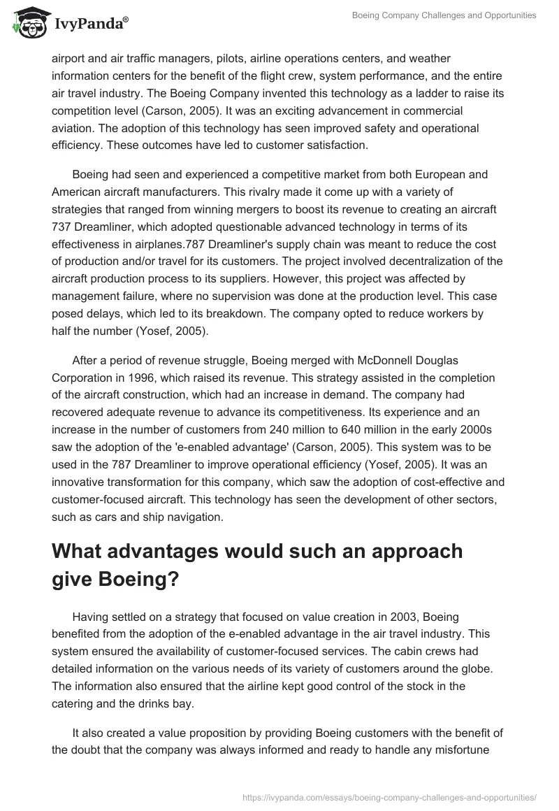 Boeing Company Challenges and Opportunities. Page 3