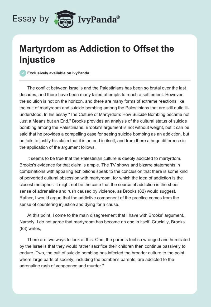 Martyrdom as Addiction to Offset the Injustice. Page 1