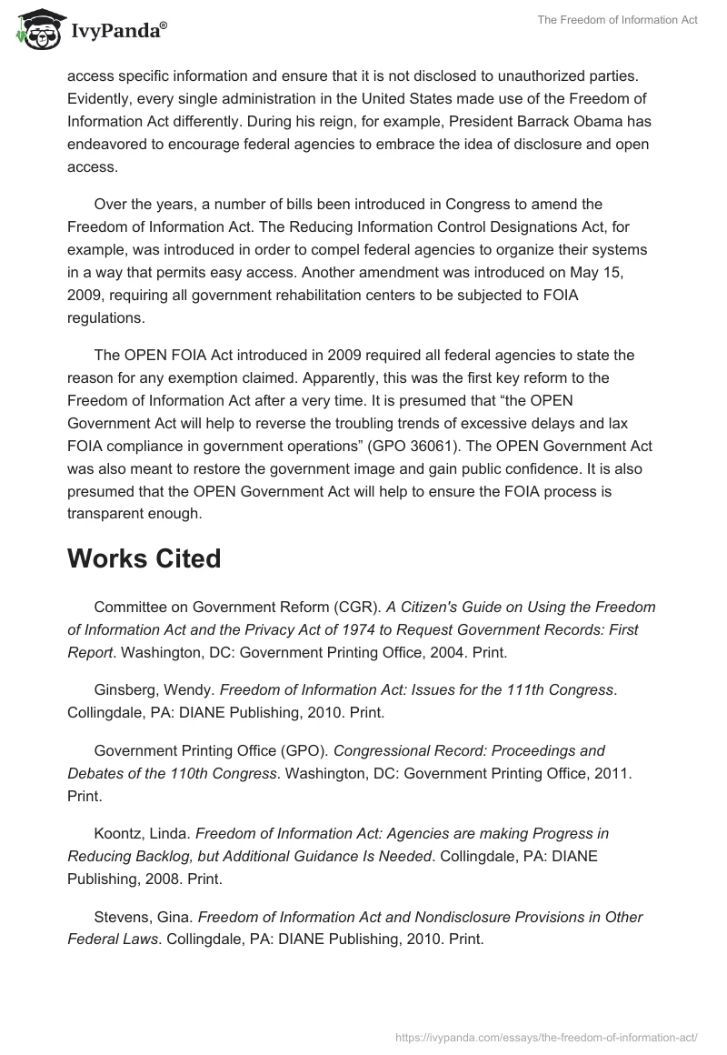 The Freedom of Information Act. Page 4