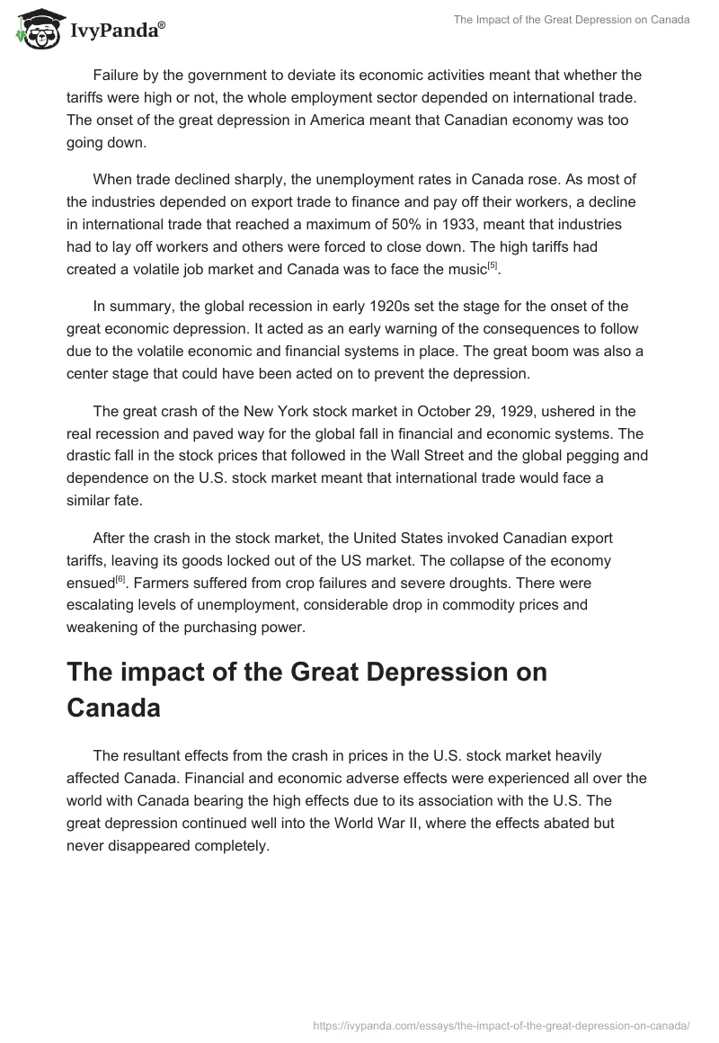 The Impact of the Great Depression on Canada. Page 4