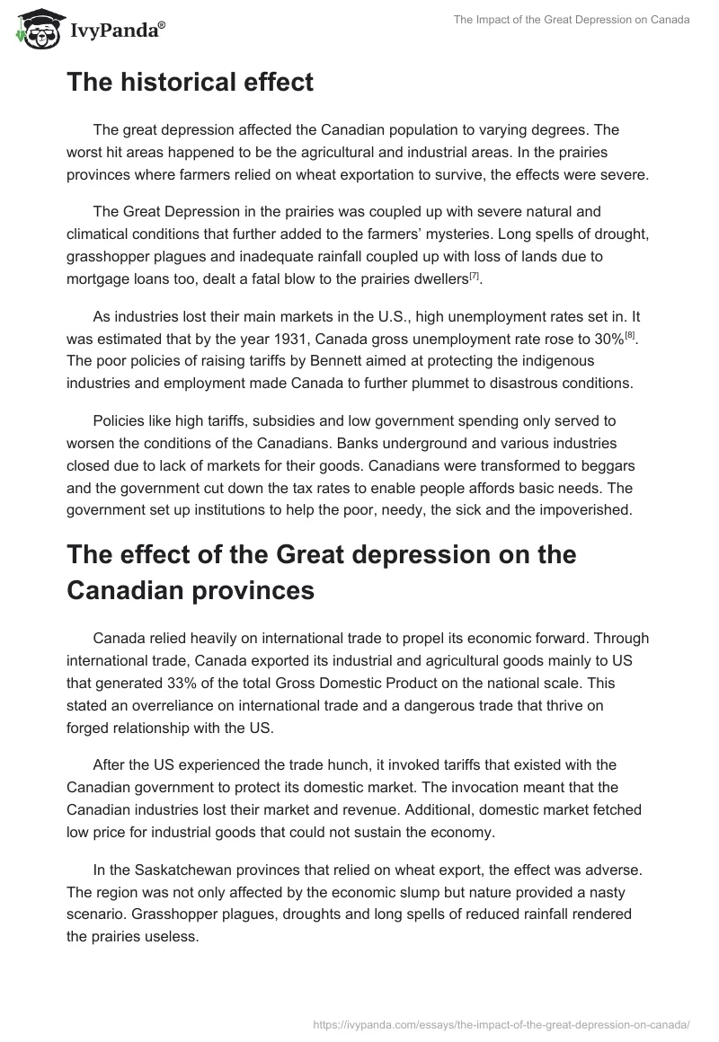 The Impact of the Great Depression on Canada. Page 5