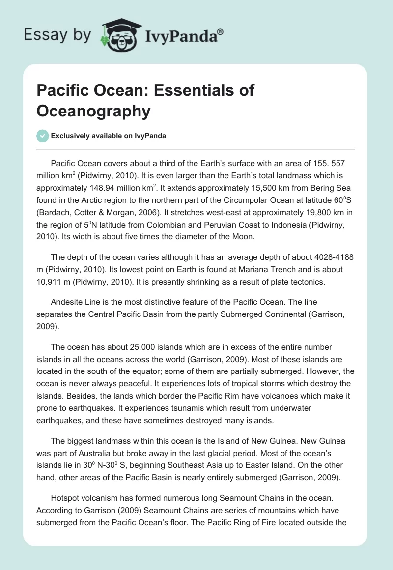 Pacific Ocean: Essentials of Oceanography. Page 1