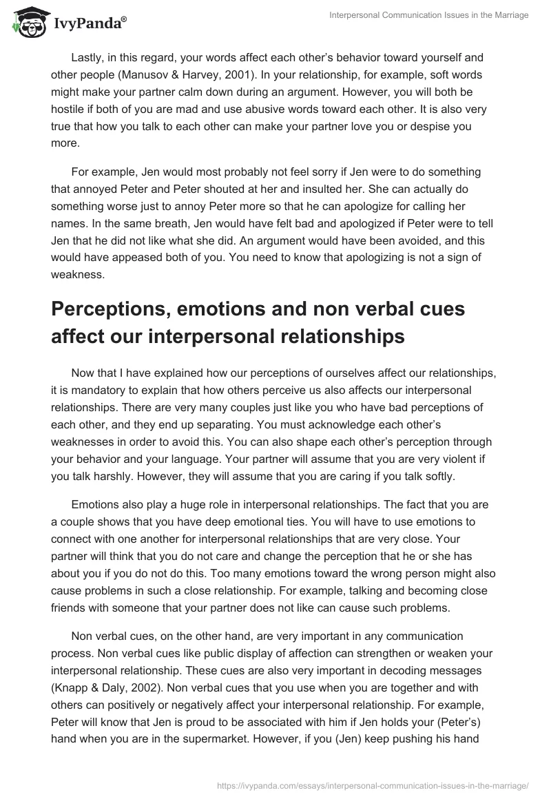 Interpersonal Communication Issues in the Marriage. Page 4