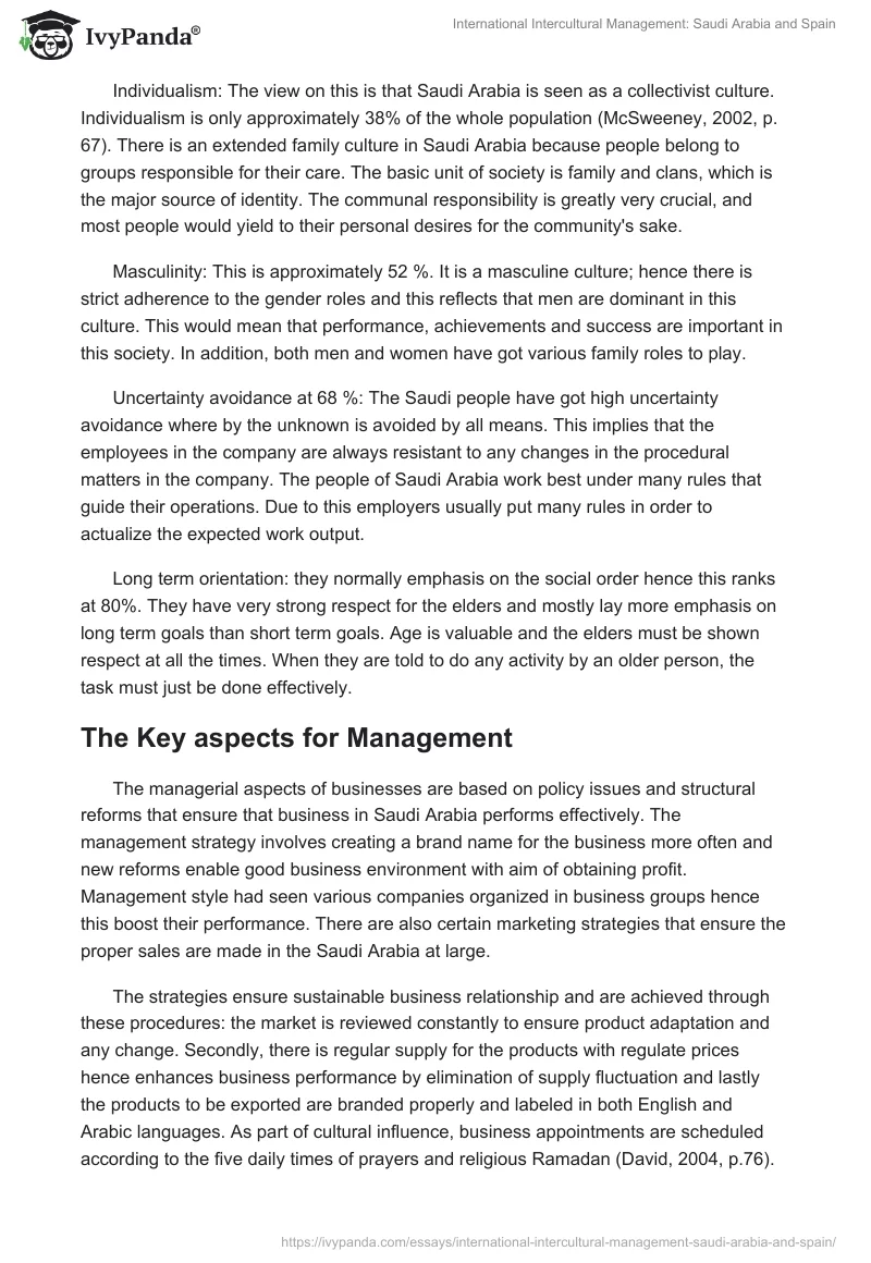 International Intercultural Management: Saudi Arabia and Spain. Page 4