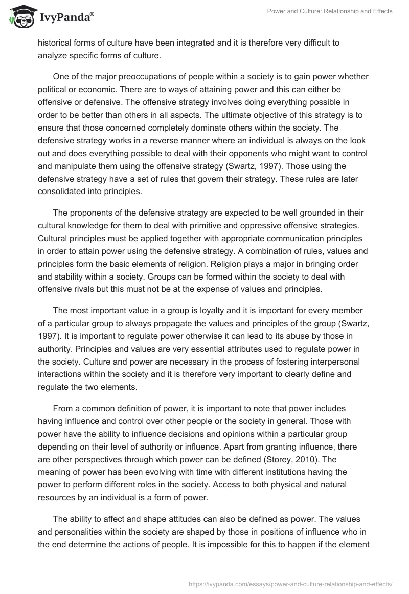 Power and Culture: Relationship and Effects. Page 3