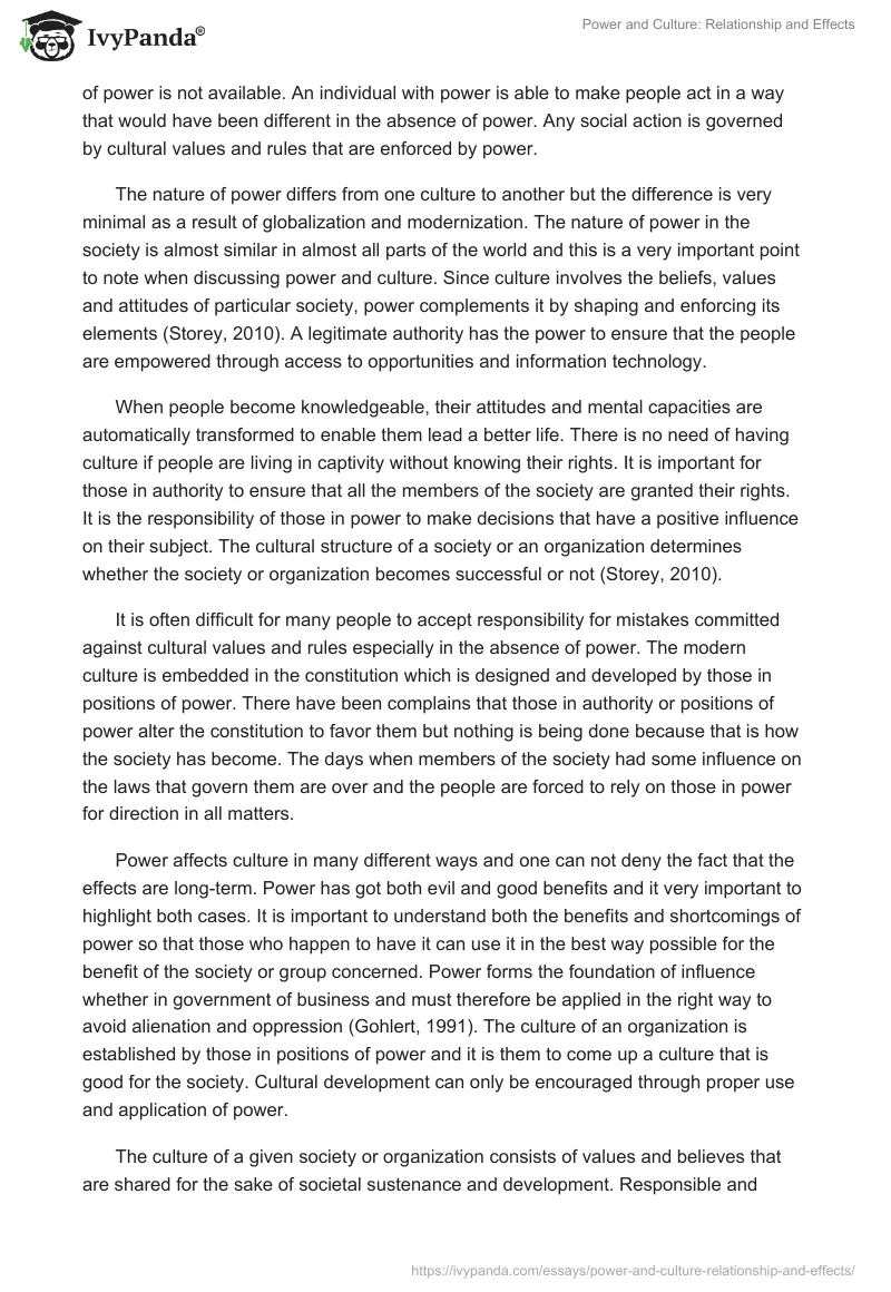 Power and Culture: Relationship and Effects. Page 4