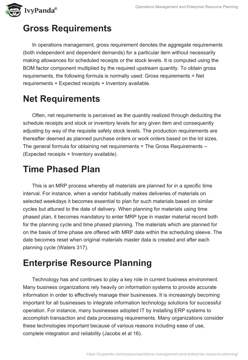 Operations Management and Enterprise Resource Planning. Page 3