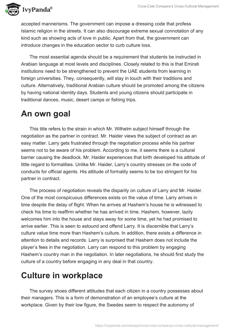 Coca-Cola Company's Cross-Cultural Management. Page 3