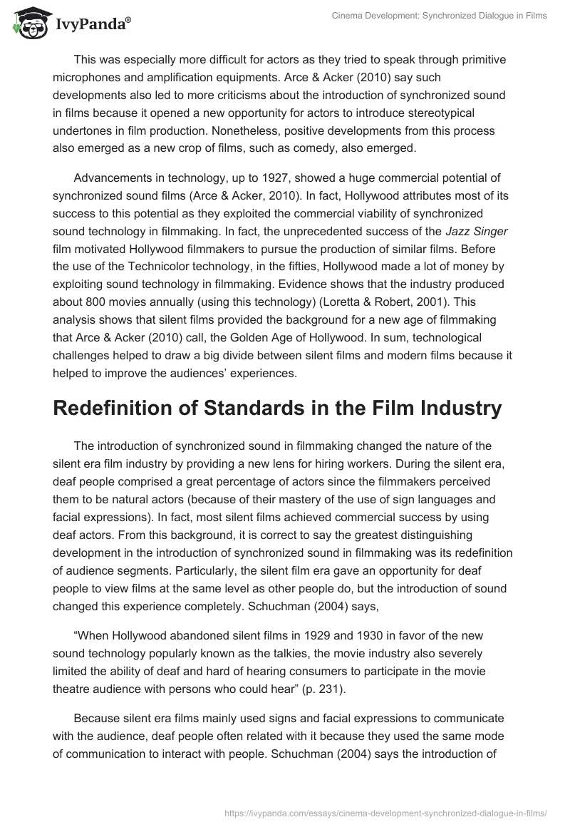Cinema Development: Synchronized Dialogue in Films. Page 5