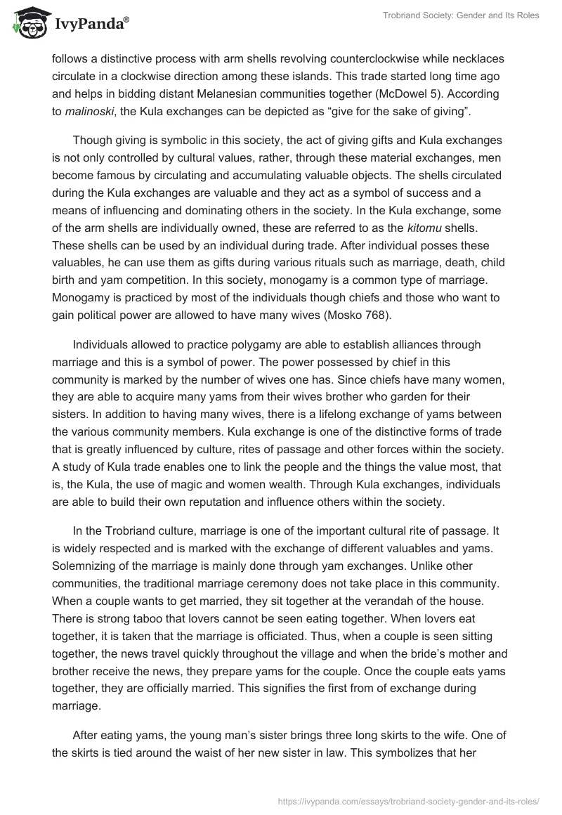 Trobriand Society: Gender and Its Roles. Page 2