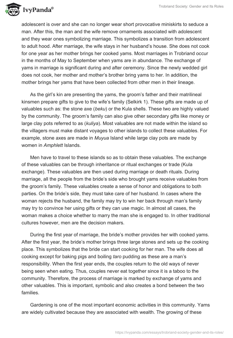 Trobriand Society: Gender and Its Roles. Page 3