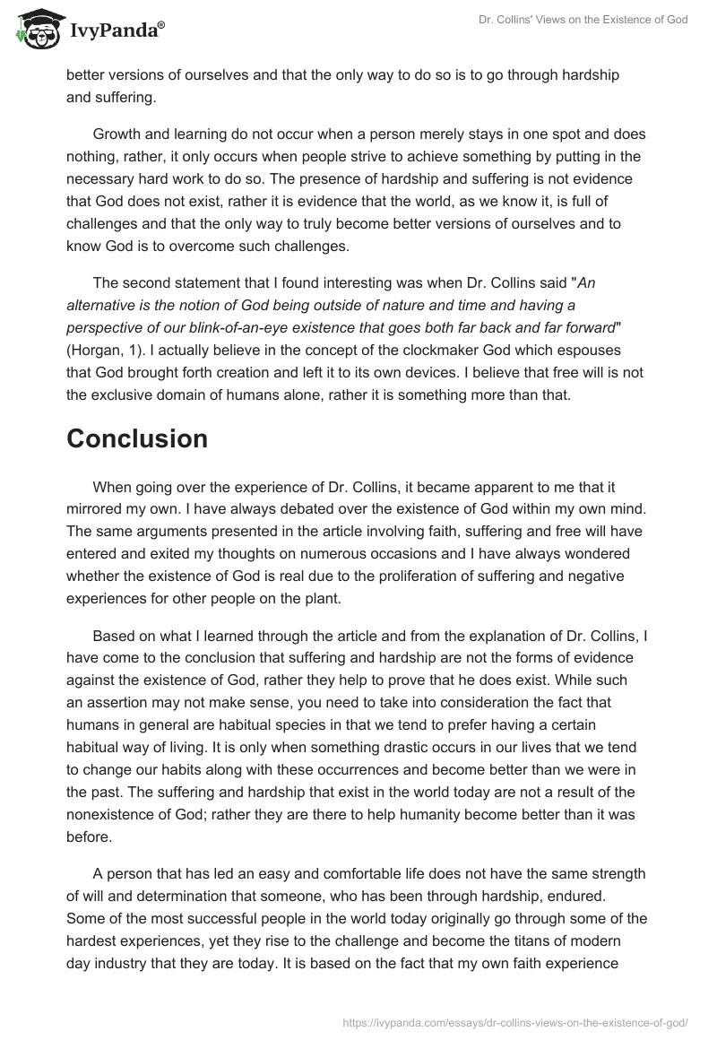 Dr. Collins' Views on the Existence of God. Page 2