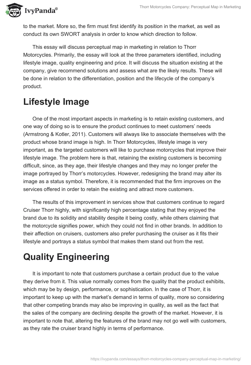 Thorr Motorcycles Company: Perceptual Map in Marketing. Page 2