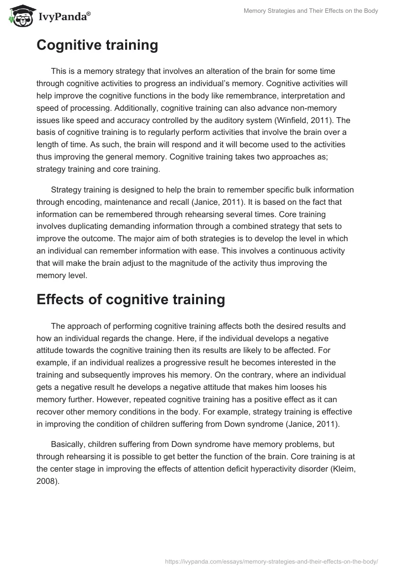 Memory Strategies and Their Effects on the Body. Page 2