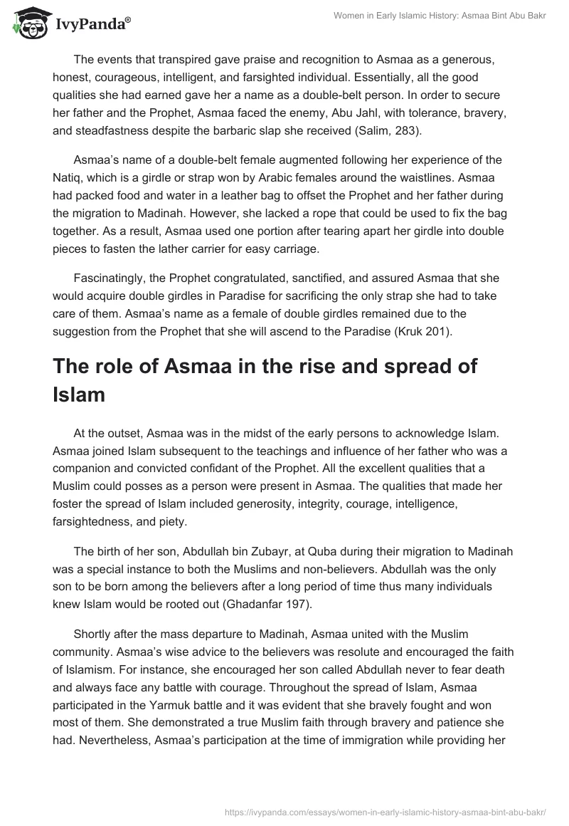 Women in Early Islamic History: Asmaa Bint Abu Bakr. Page 2