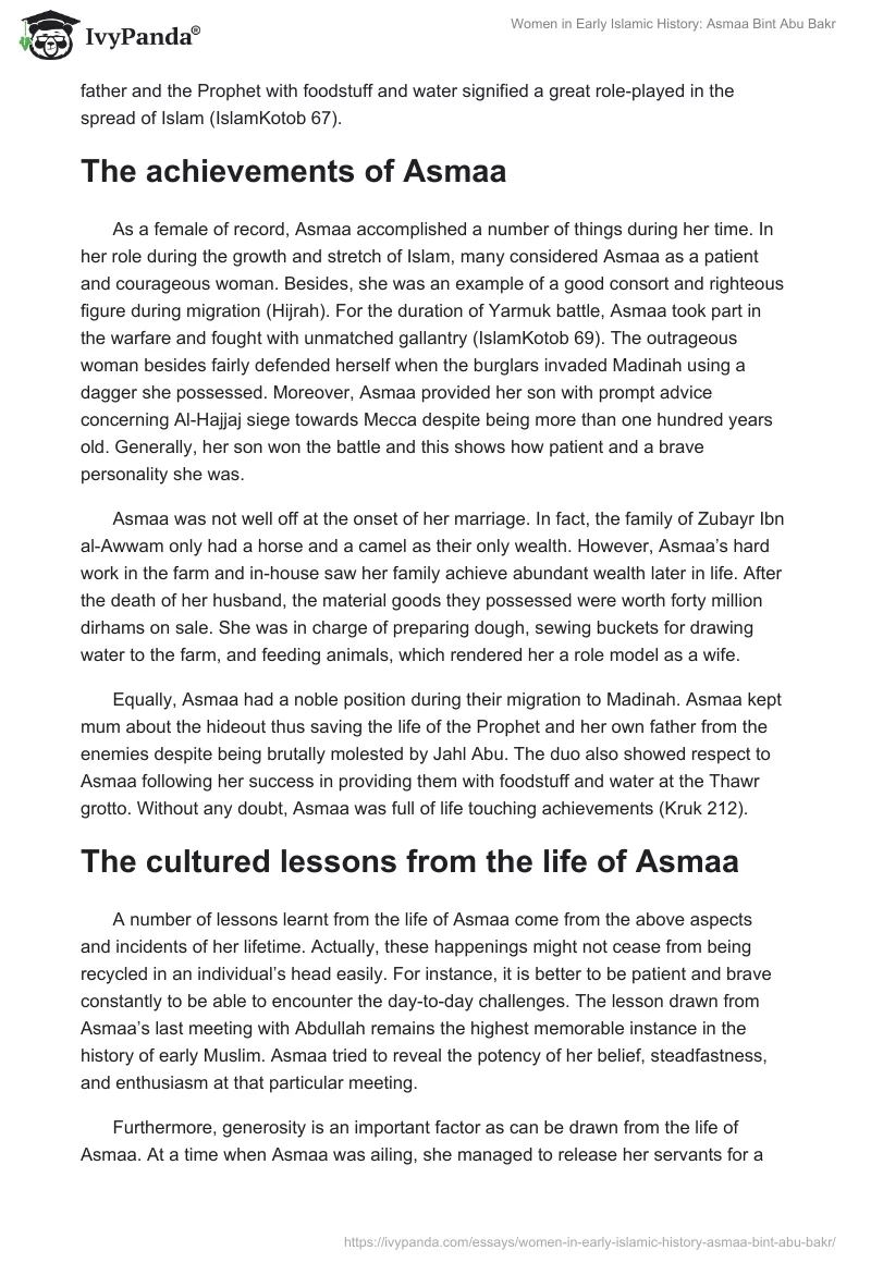 Women in Early Islamic History: Asmaa Bint Abu Bakr. Page 3