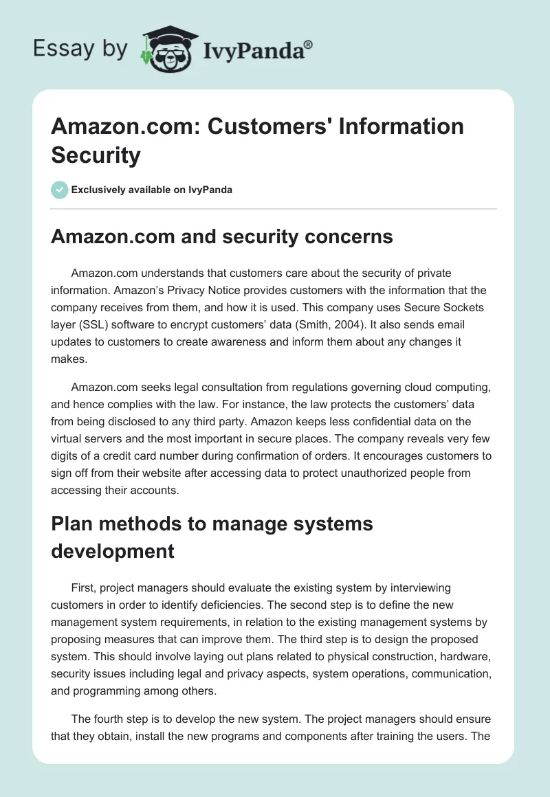 Amazon.com: Customers' Information Security. Page 1
