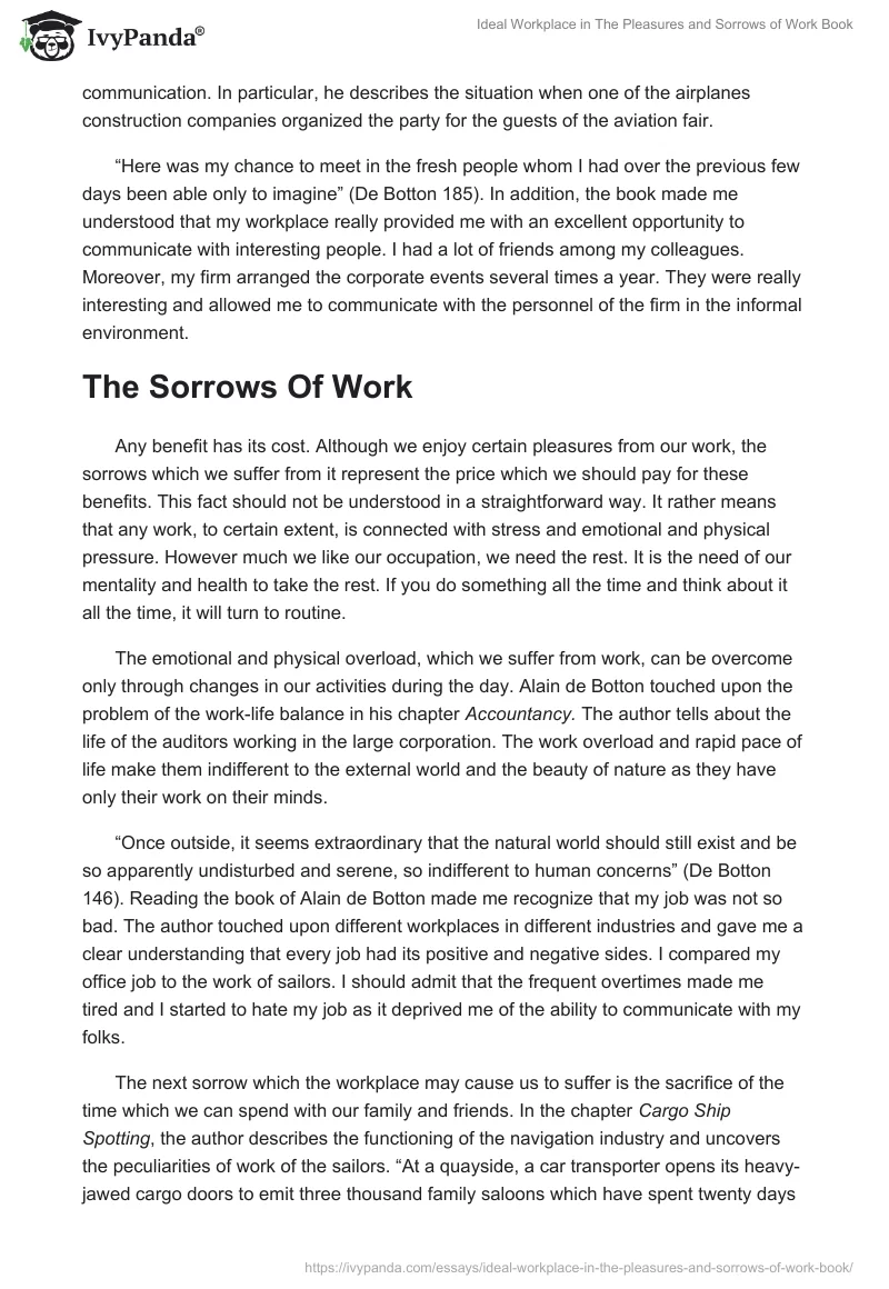 Ideal Workplace in "The Pleasures and Sorrows of Work" Book. Page 3