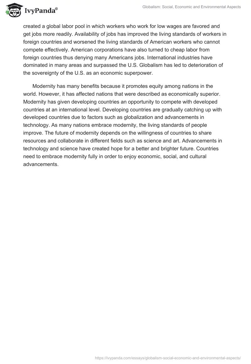 Globalism: Social, Economic and Environmental Aspects. Page 2