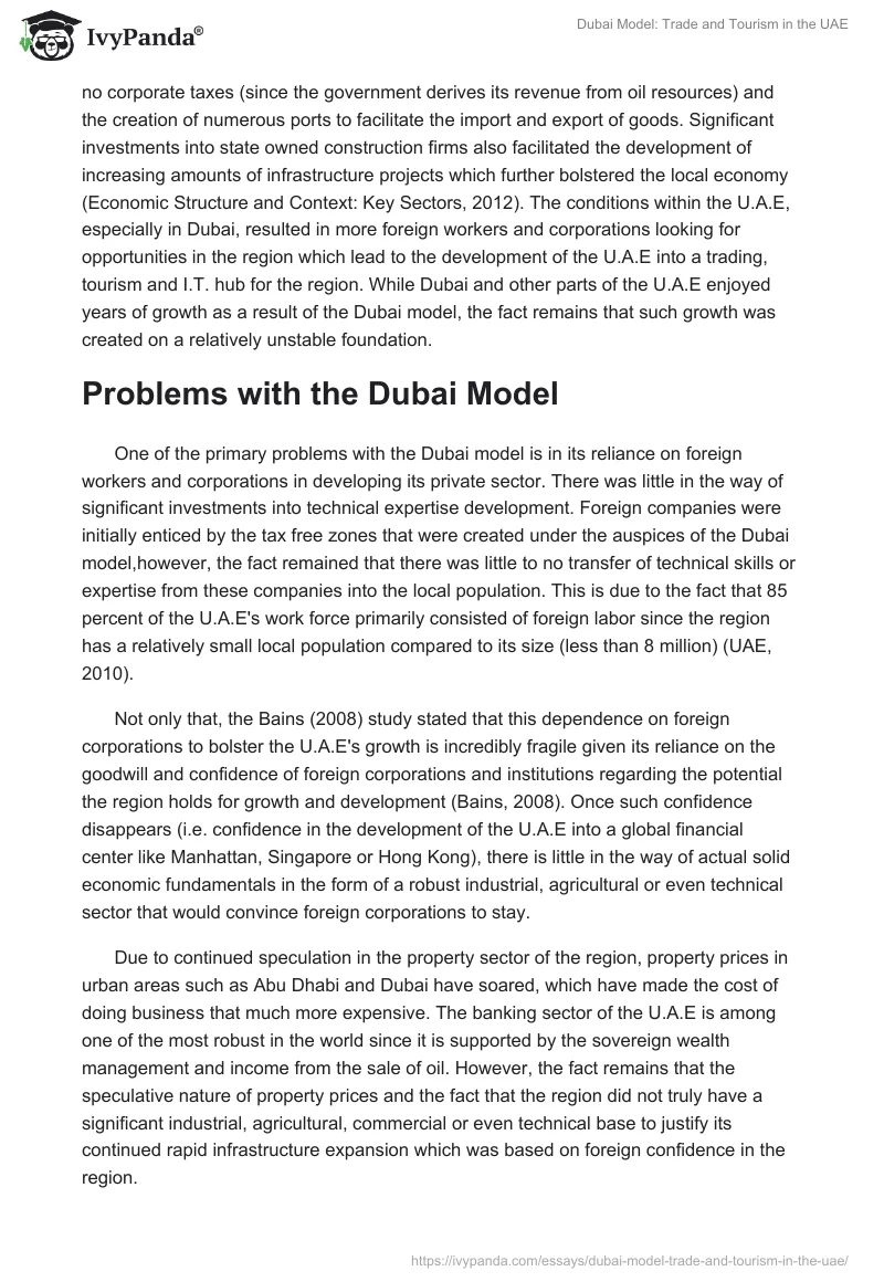 Dubai Model: Trade and Tourism in the UAE. Page 3