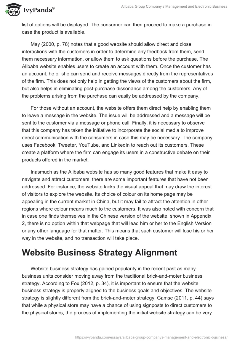 Alibaba Group Company's Management and Electronic Business. Page 3