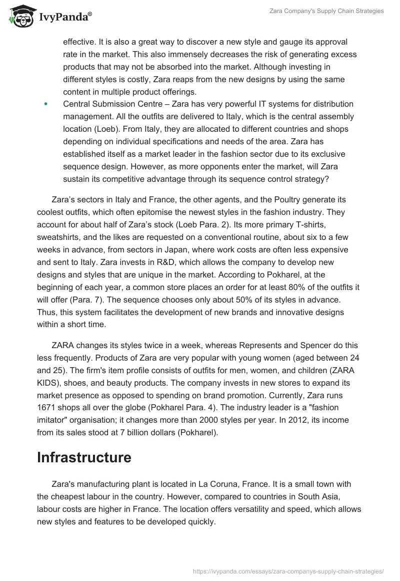 Zara Company's Supply Chain Strategies. Page 3