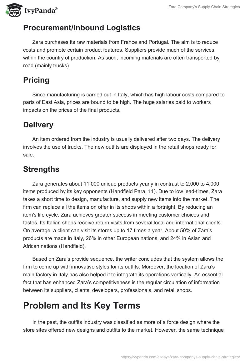 Zara Company's Supply Chain Strategies. Page 5